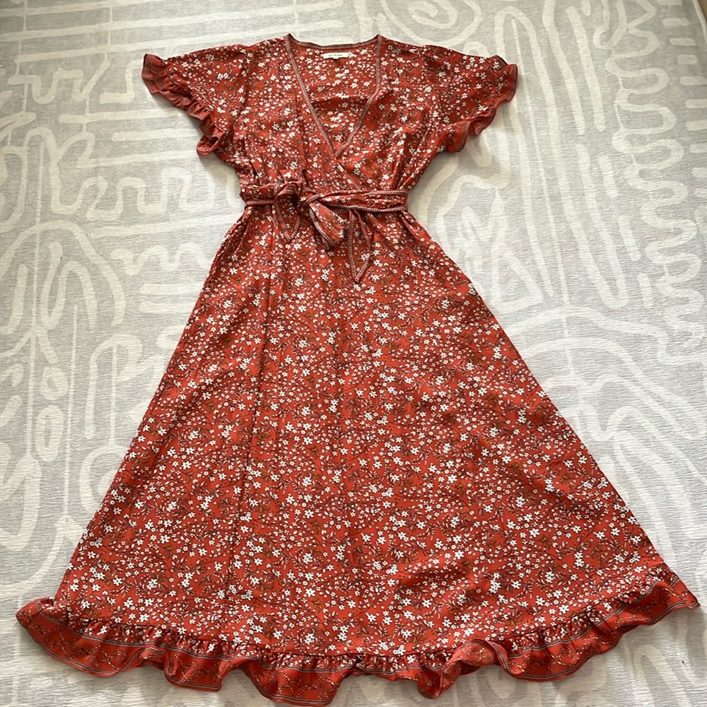 Max Studio, Faux wrap-style dress. Deep orange, size Large
